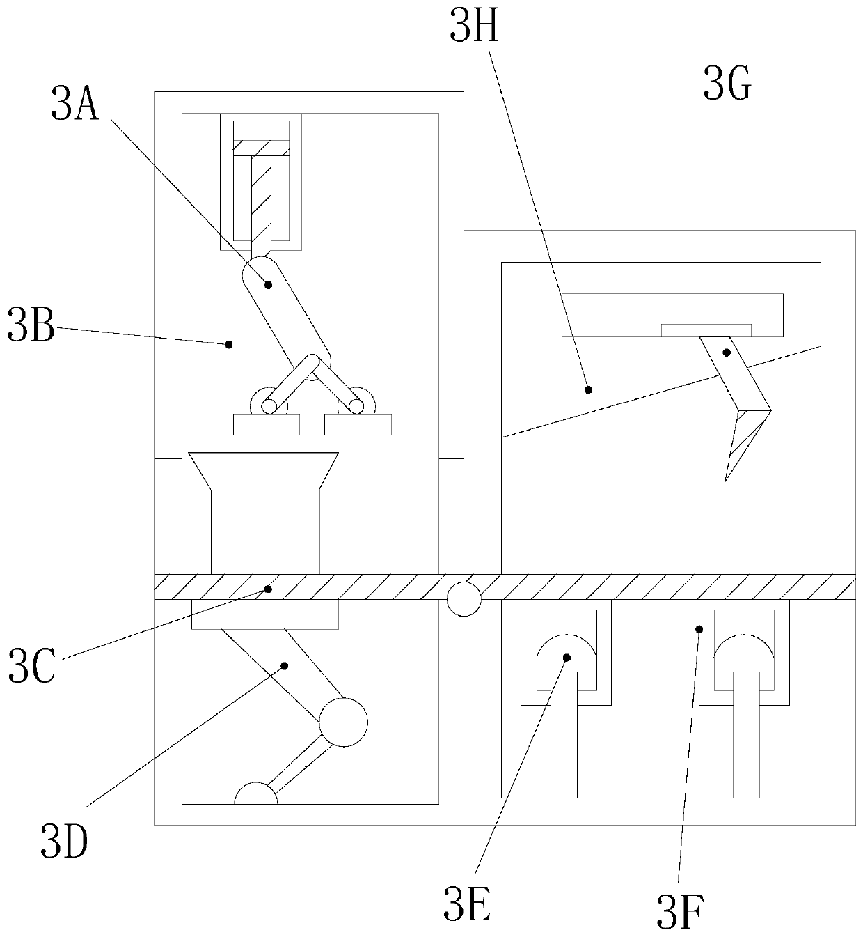 Roof paper box packaging machine implementing pulling, molding, flattening and sliding cutting effect by pulling box corners through clamping plates