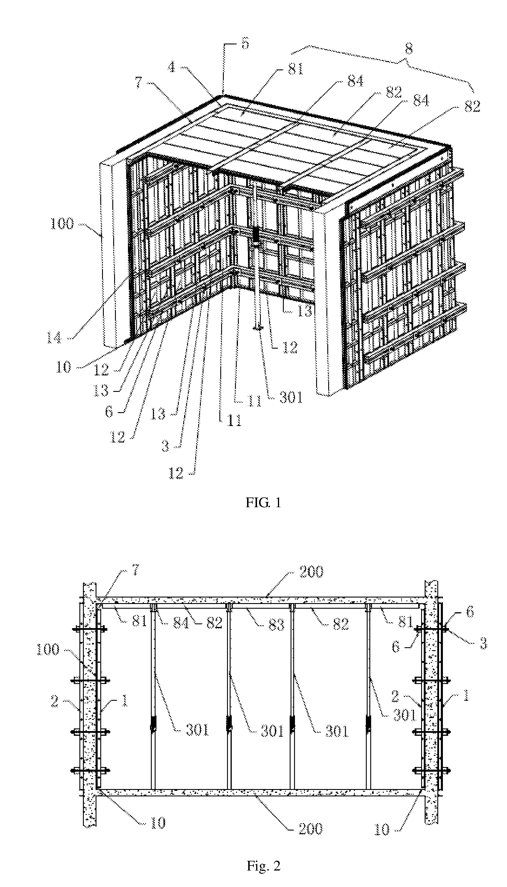 Assembling and dismantling-beforehand structural template system and construction method thereof