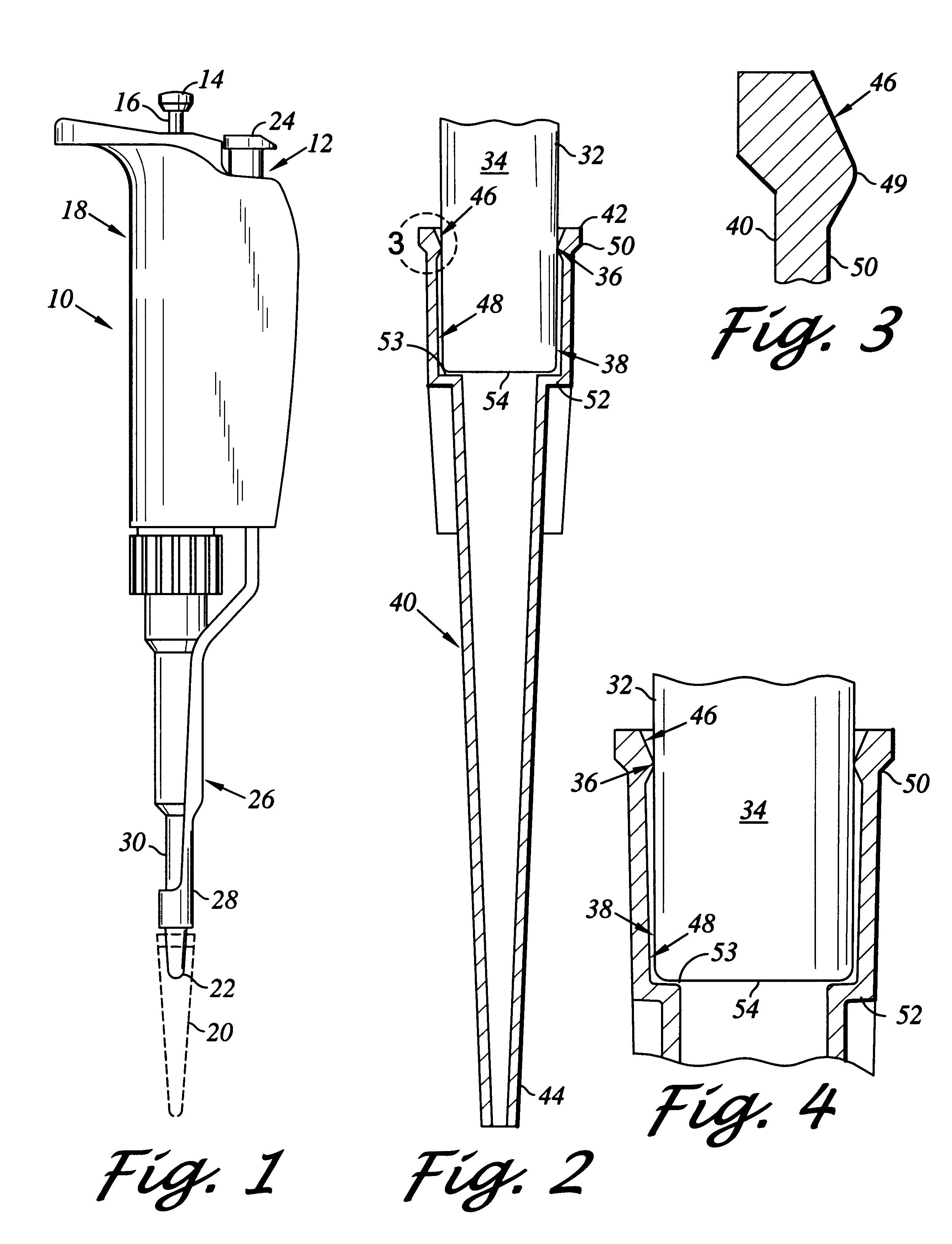 Pipette with improved pipette tip and mounting shaft