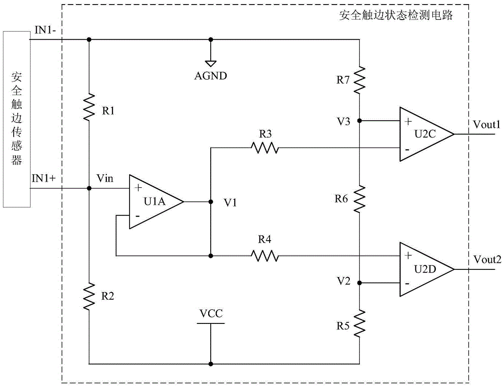 A detection circuit for safety edge state