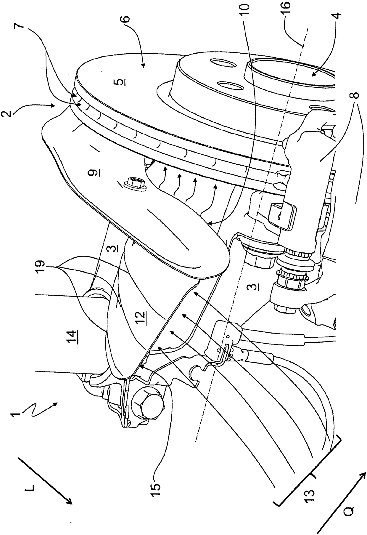 Cooling air guide system for friction lining brakes of motor vehicles