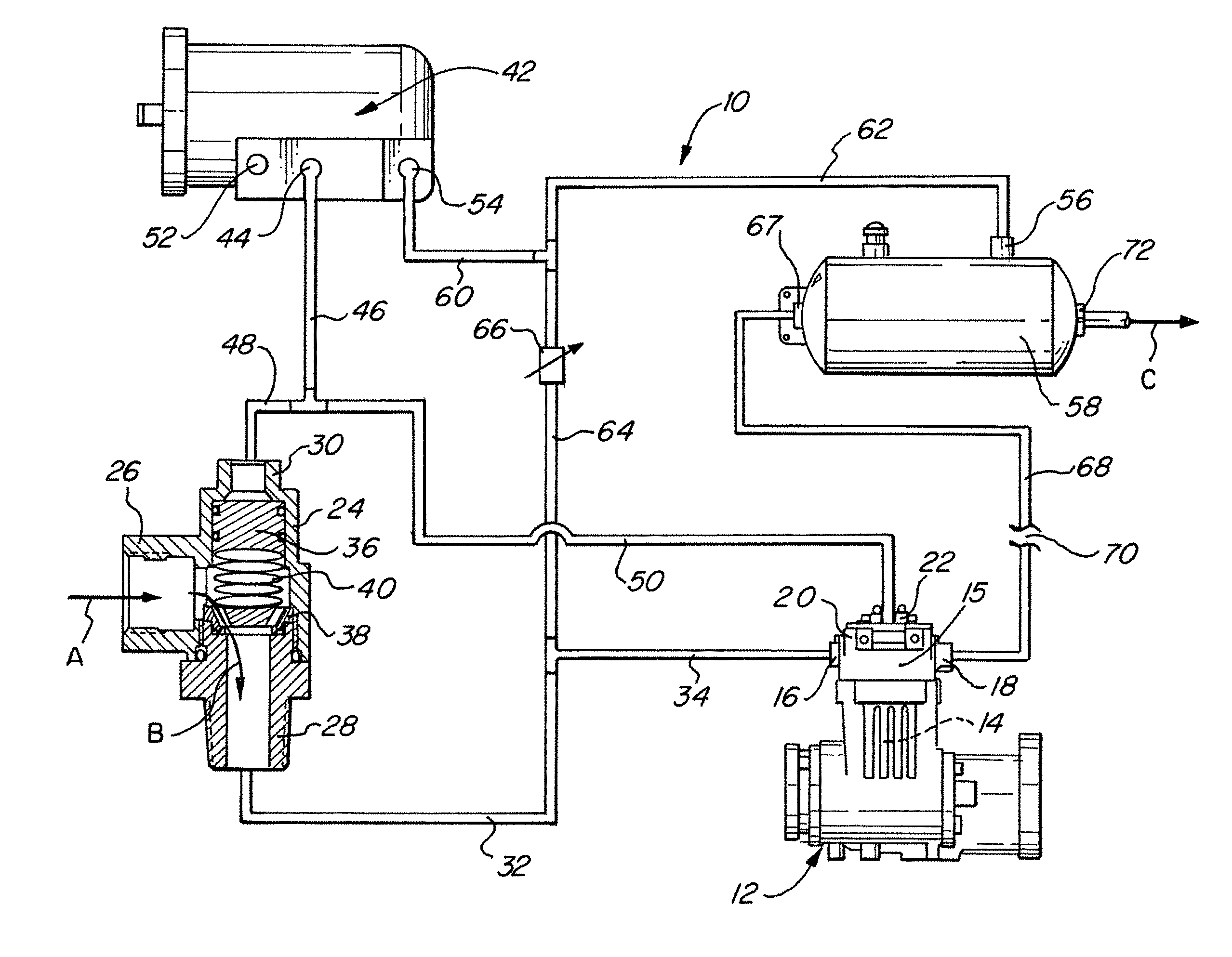 Air supply system with reduced oil passing in compressor