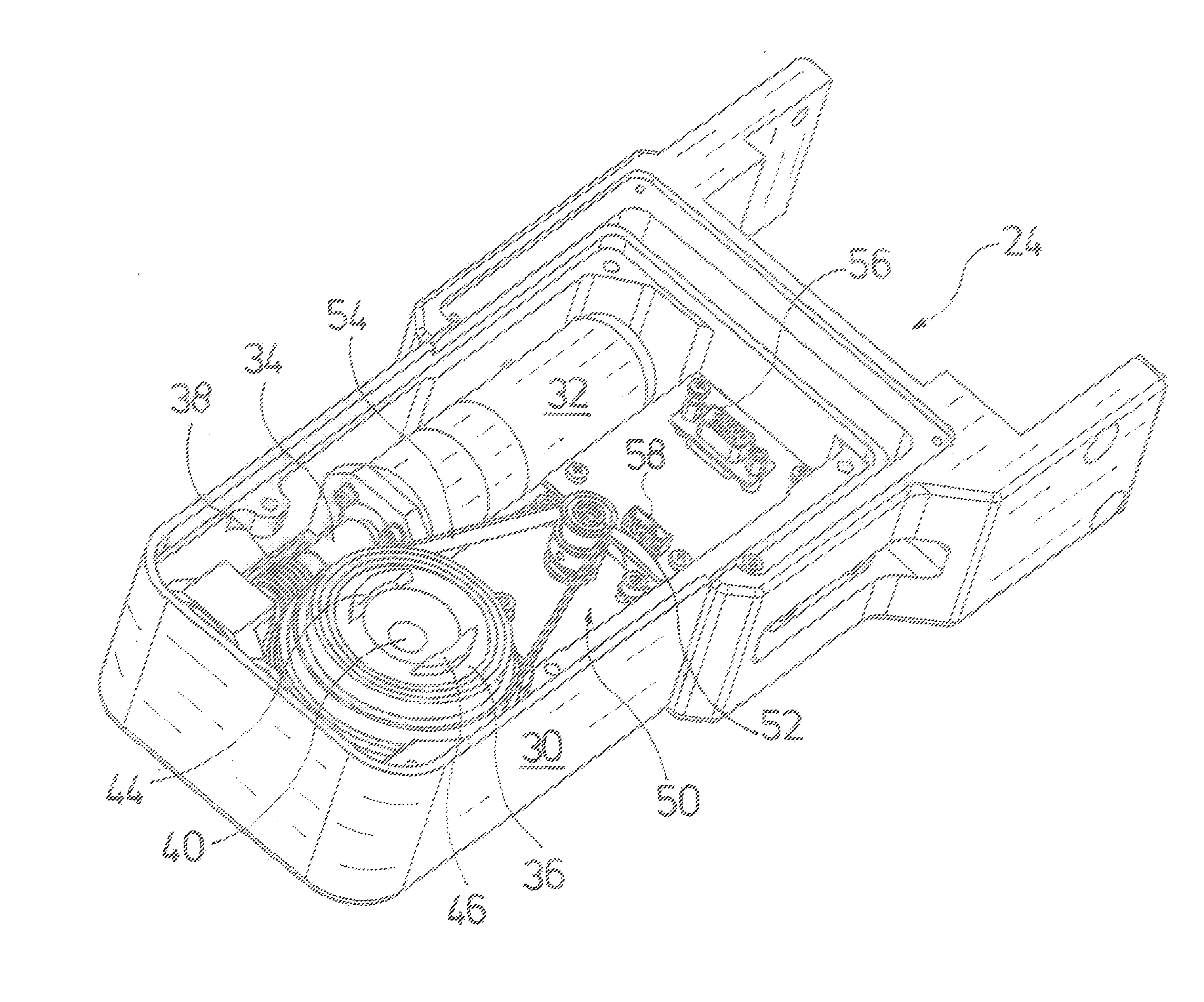 Swiveling device for a swiveling c-arm of an x-ray unit