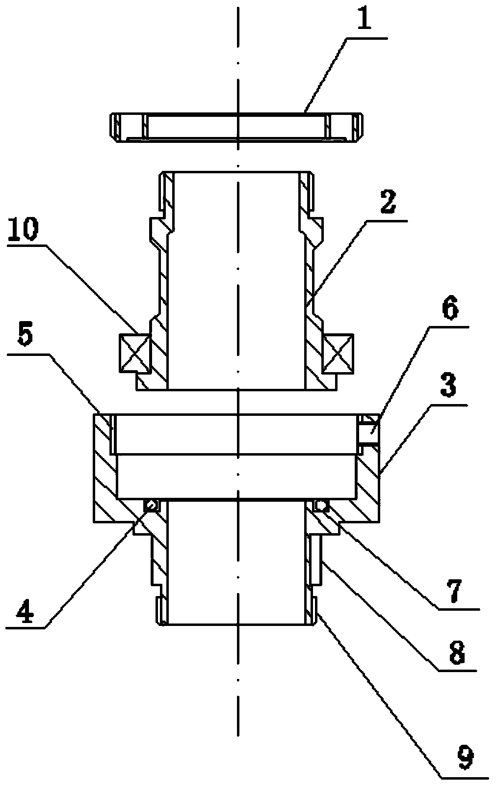 Hollow rotating and twisting sealing structure for fried dough twist machine