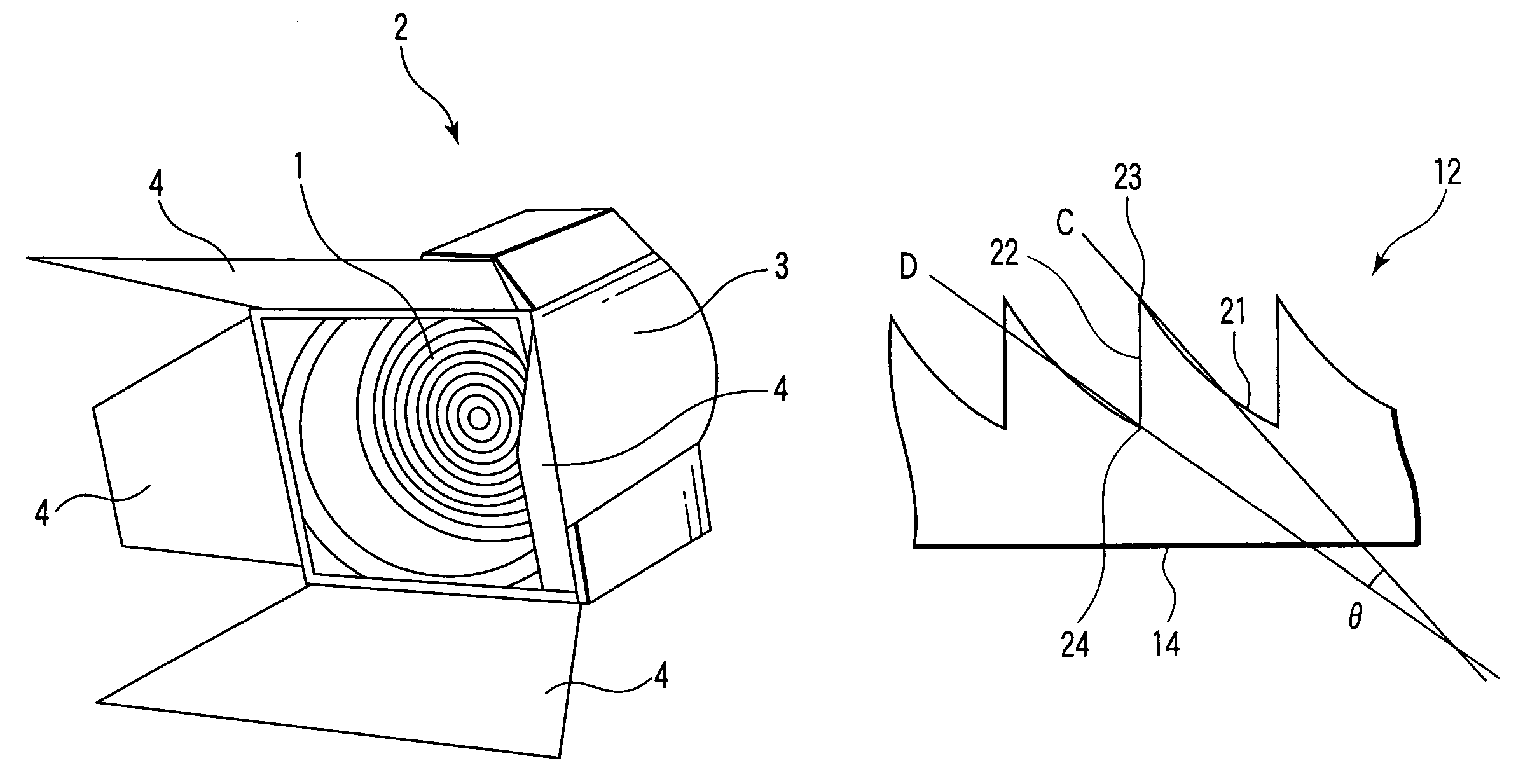 Fresnel lens and lighting apparatus provided with the Fresnel lens