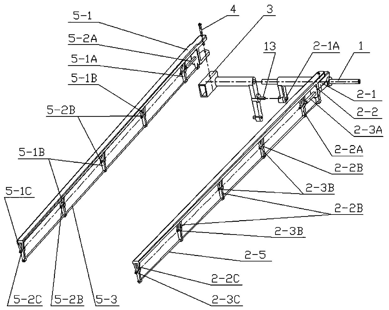 Frame-shaped truss wing beam dual-beam variable pitch single-film flow-converging wing surface flapping wing