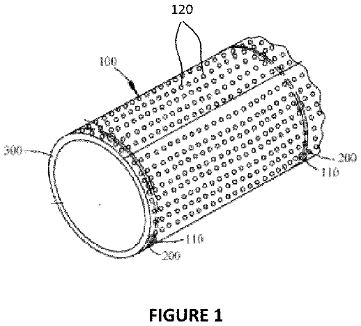 Perforated polymeric sheet with underlying spacers