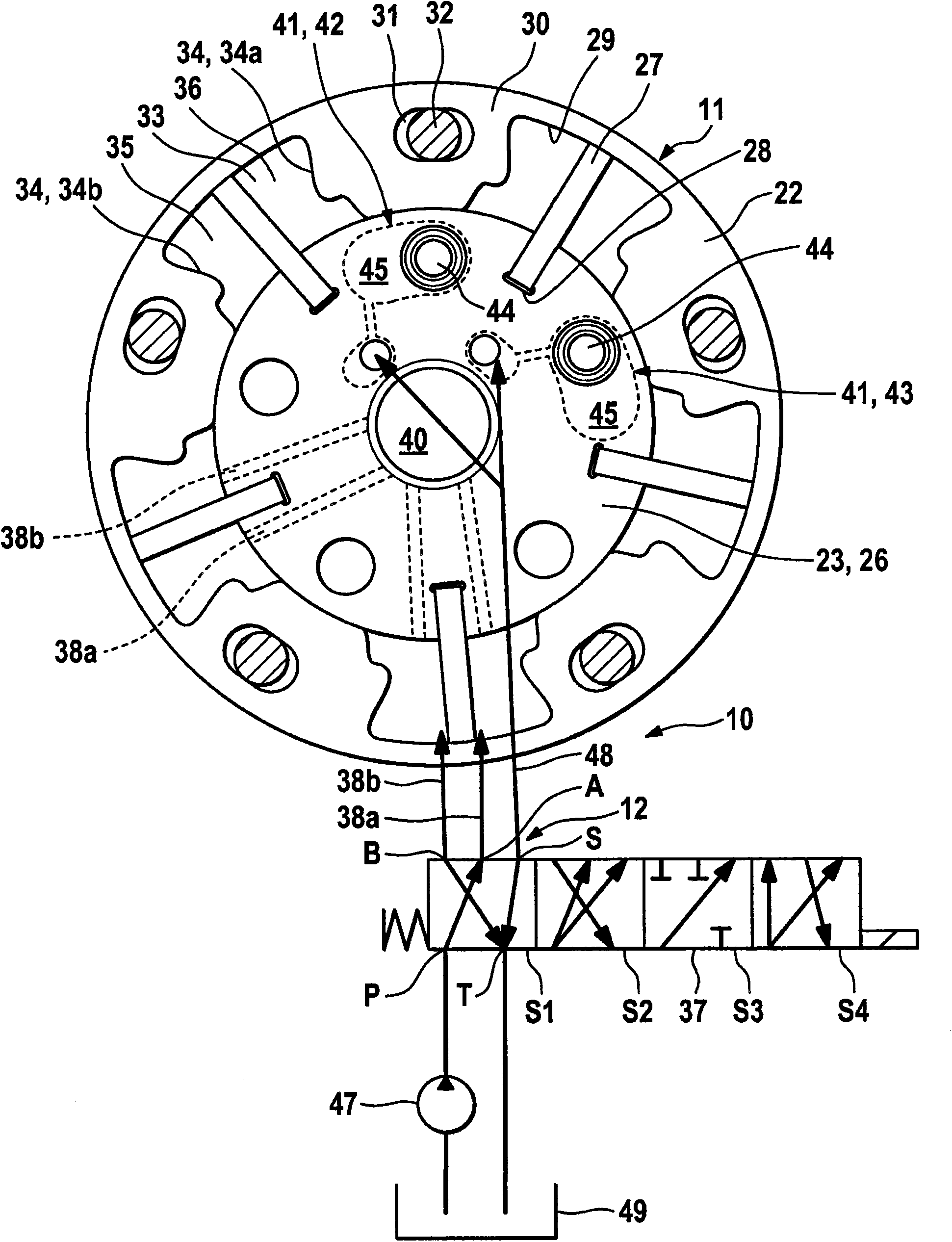 Device for variably adjusting control times of gas exchange valves of an internal combustion engine