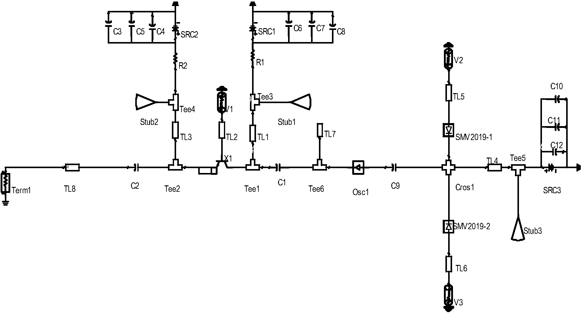 C wave band voltage-controlled oscillator