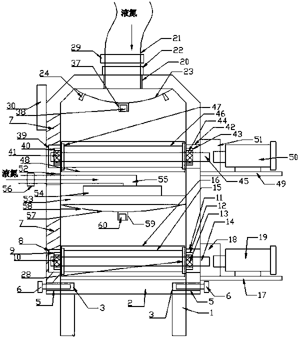 Double-layer intelligent liquid nitrogen quick freezing tunnel type structure applied to meat products