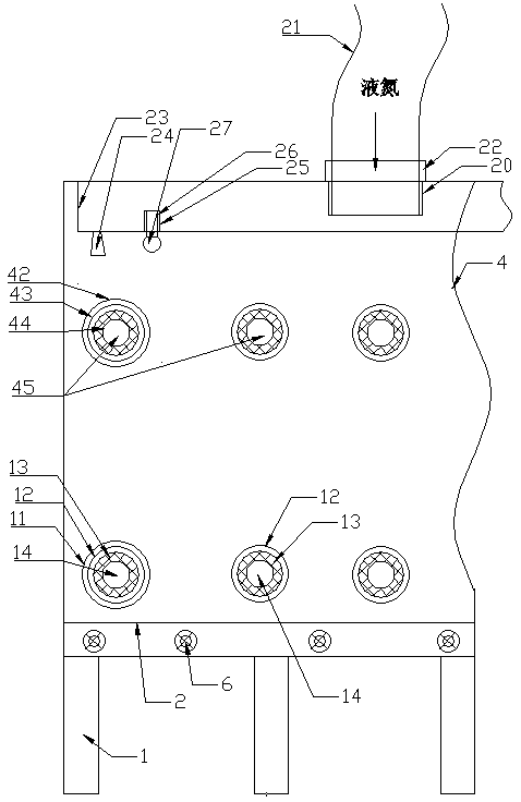 Double-layer intelligent liquid nitrogen quick freezing tunnel type structure applied to meat products