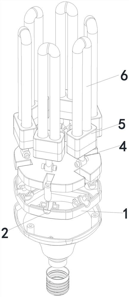 A combination lamp with variable direction and rotation and its realization method