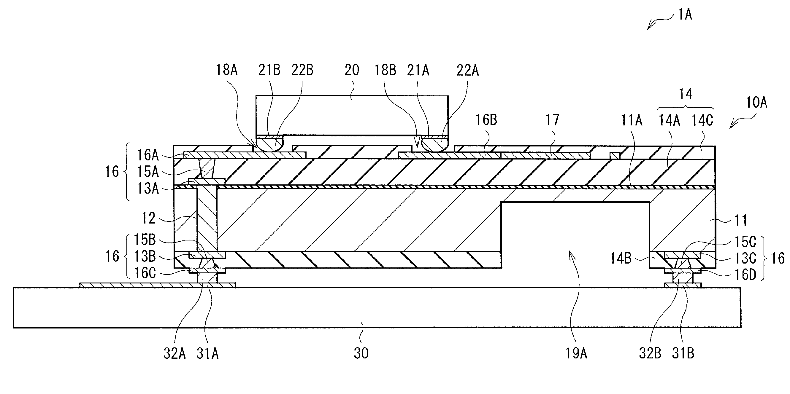Interposer, module, and electronics device including the same