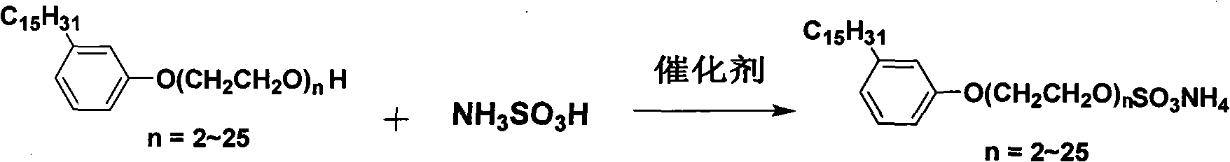 Cardanol polyoxyethylene ether ammonium sulfate and preparation method thereof