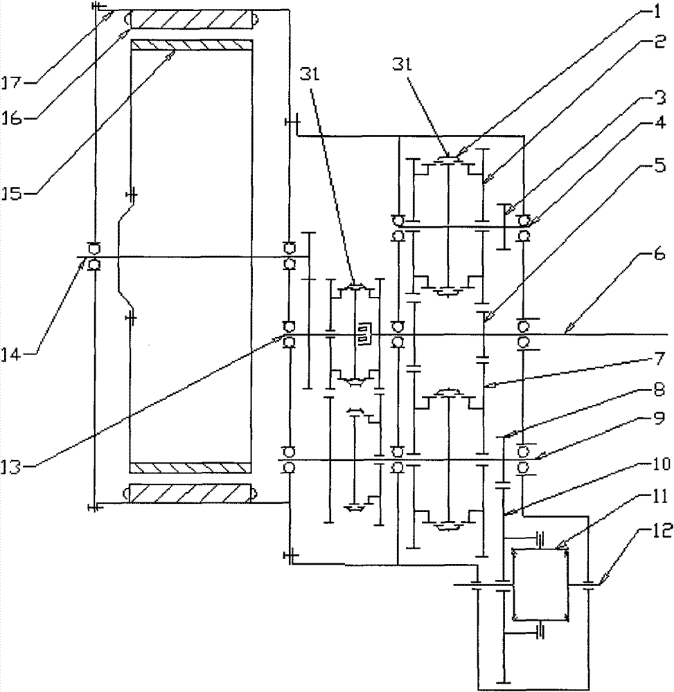 Three-countershaft type active transmission device of vehicle