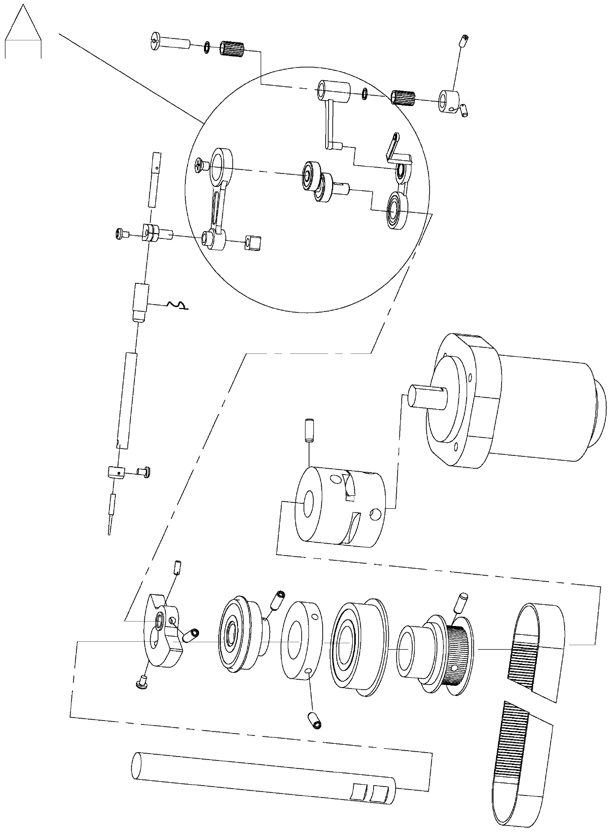 Take-up lever device, link mechanism and production process of link mechanism