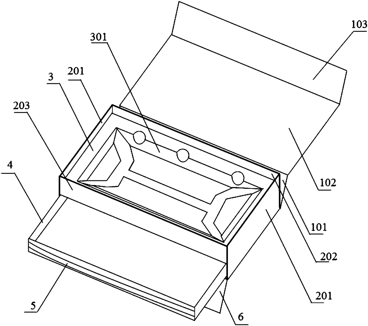 An integrated cutting and embossing double-layer packaging box and anti-counterfeiting packaging method