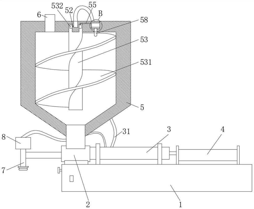 Single-opening paste filling machine capable of preventing inner wall from being attached