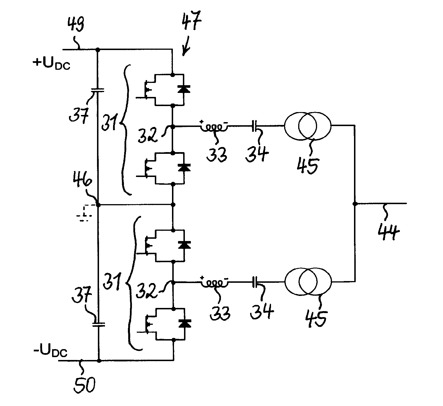 Voltage source converter for high voltage direct current power transmission