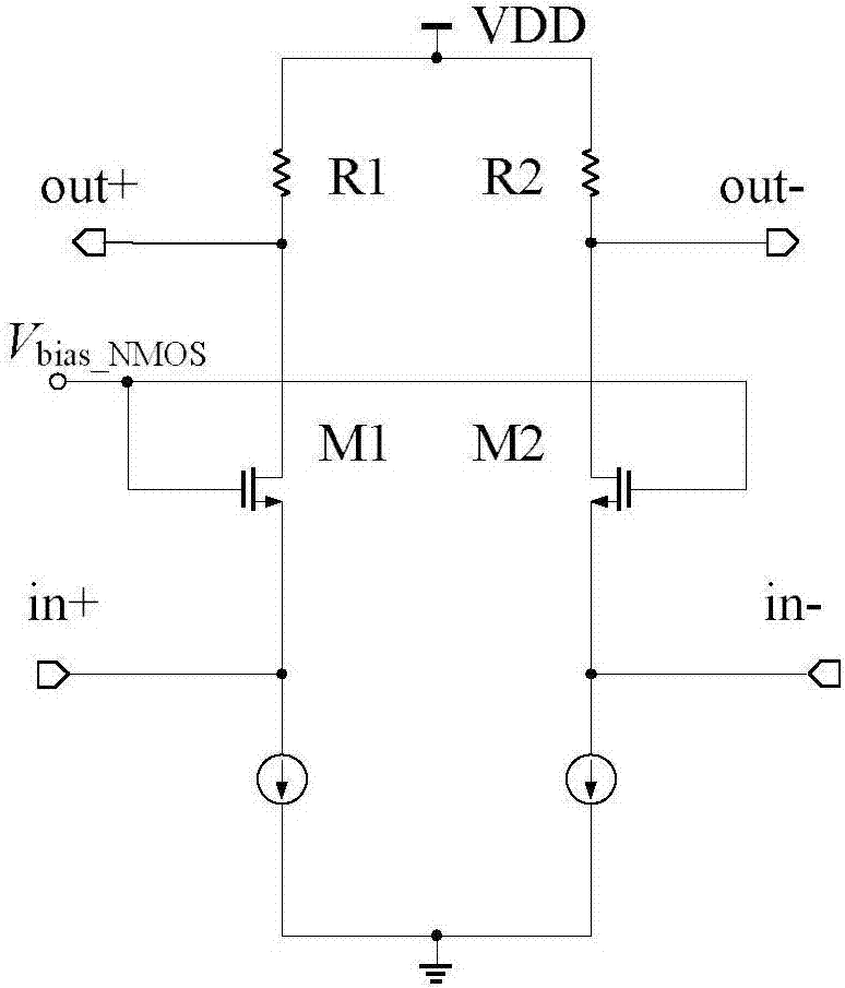 Wideband differential-to-single-end amplifier