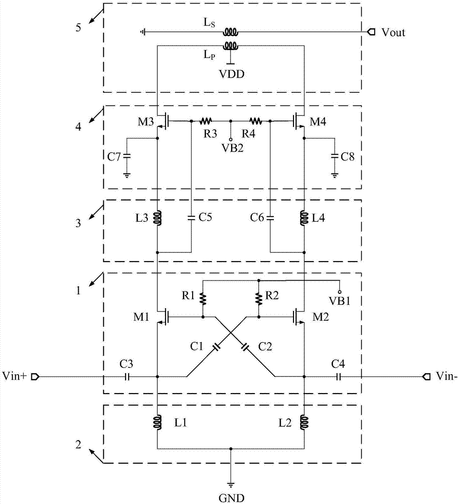 Wideband differential-to-single-end amplifier