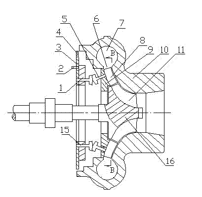 Mixed-flow turbocharger variable nozzle ring