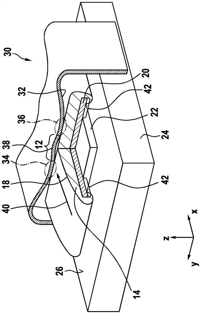 Device for reducing mechanical loads under and in a functional component such as a PTC element