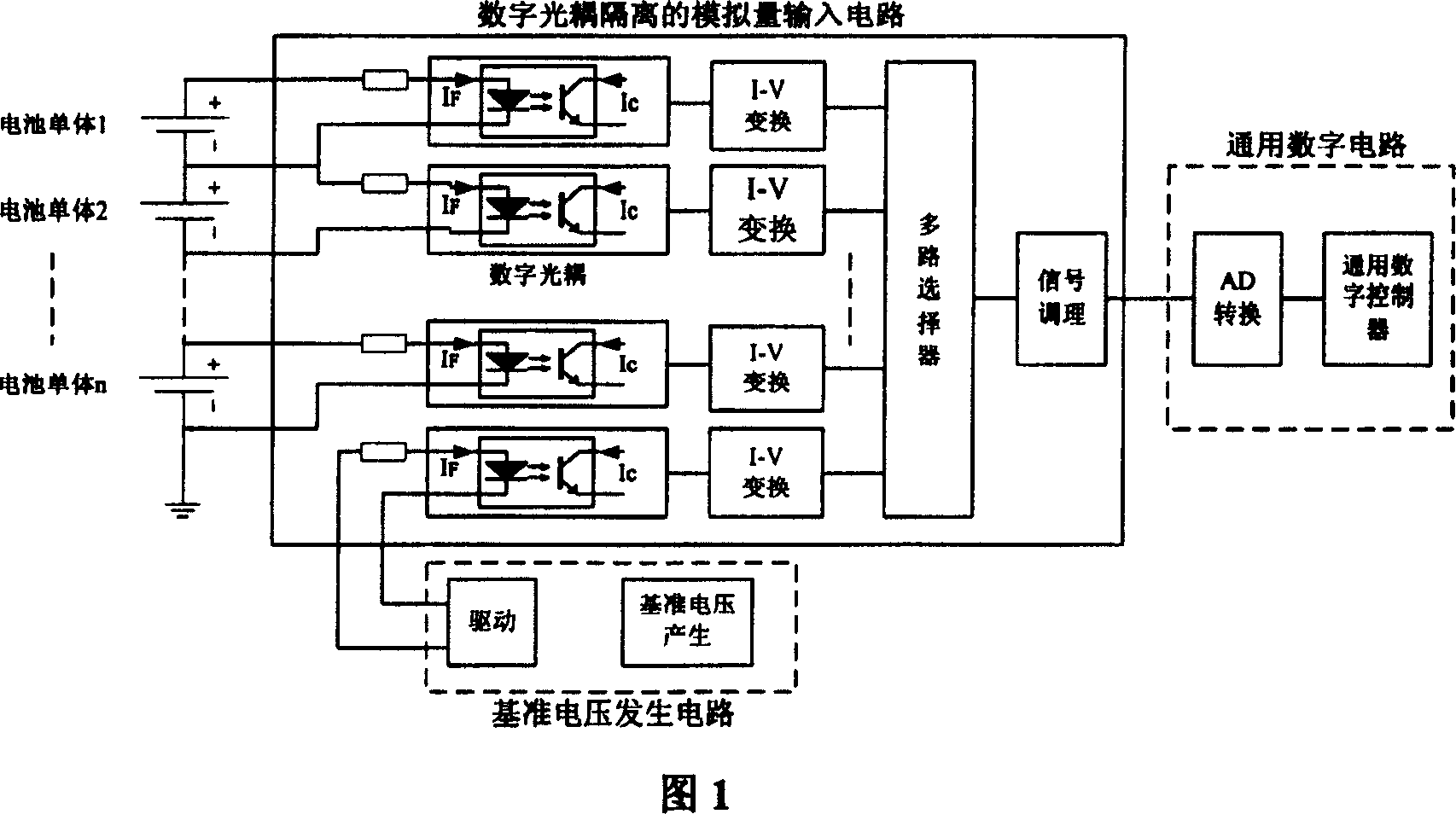 Passive isolation accumulator voltage monitoring circuit