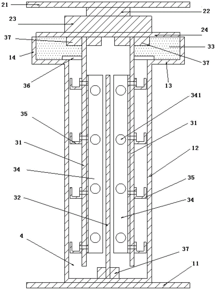 A three-plate high energy dissipation viscous damping wall
