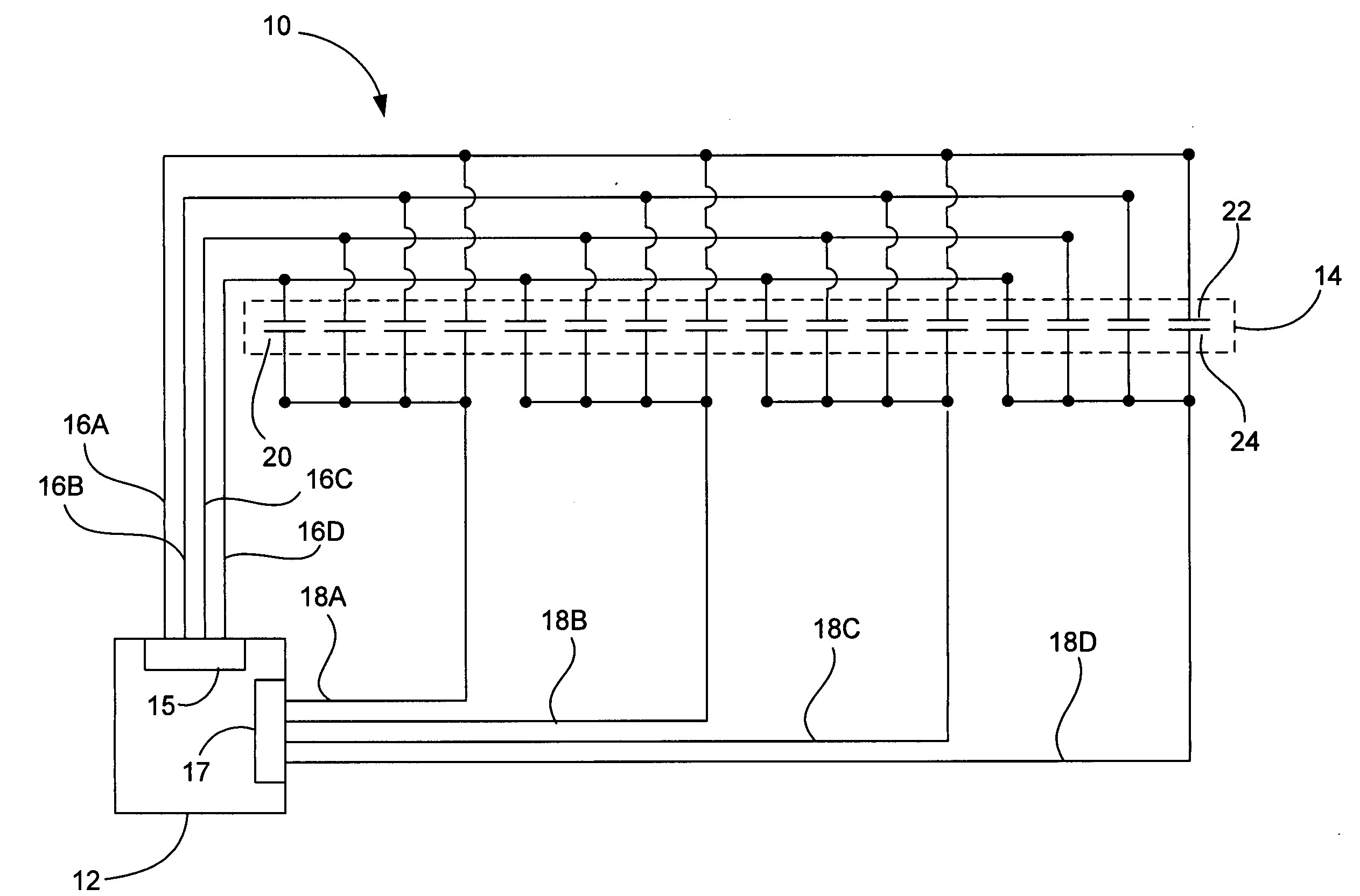 Mutual capacitance touch sensing device