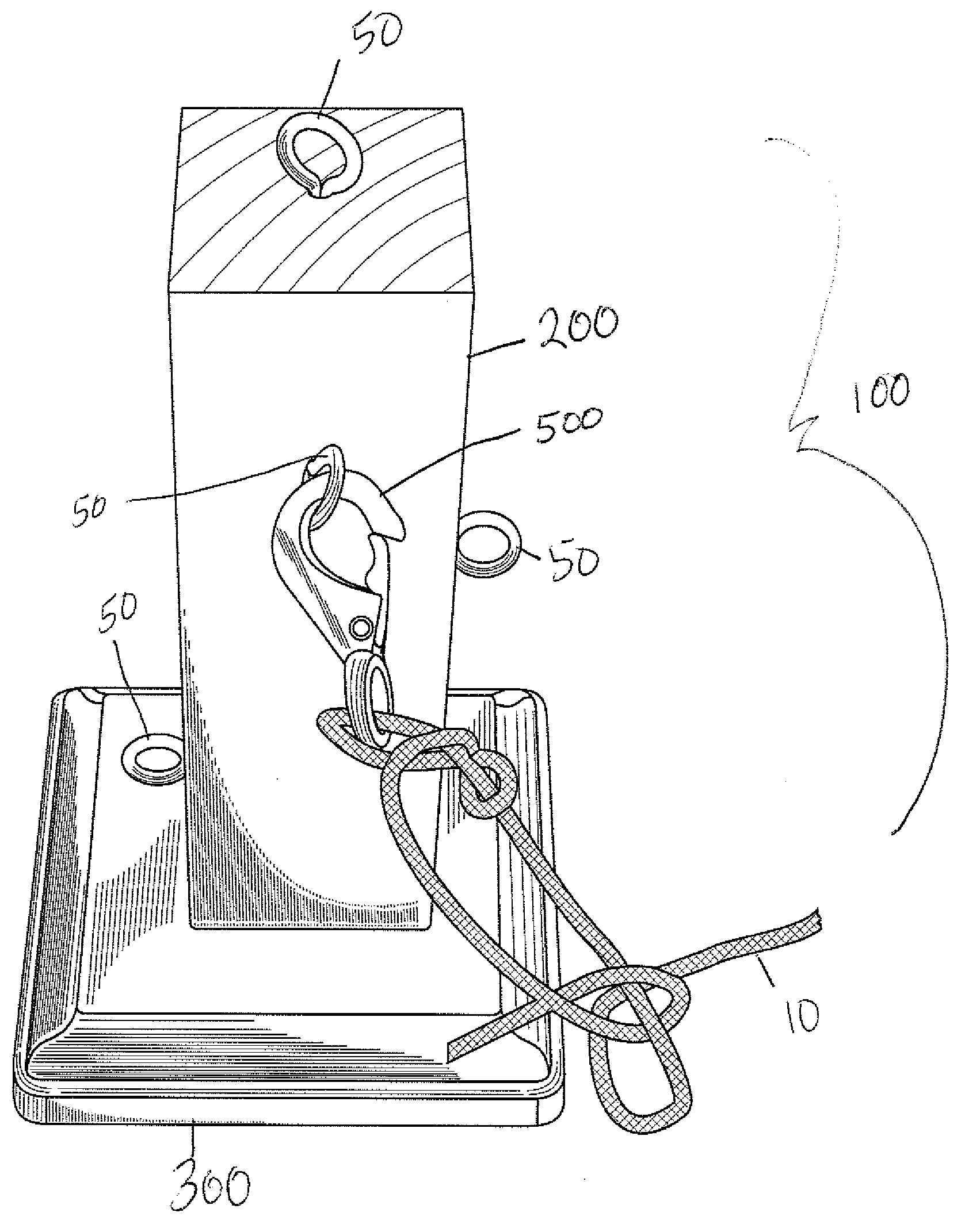 Teaching device for tying knots