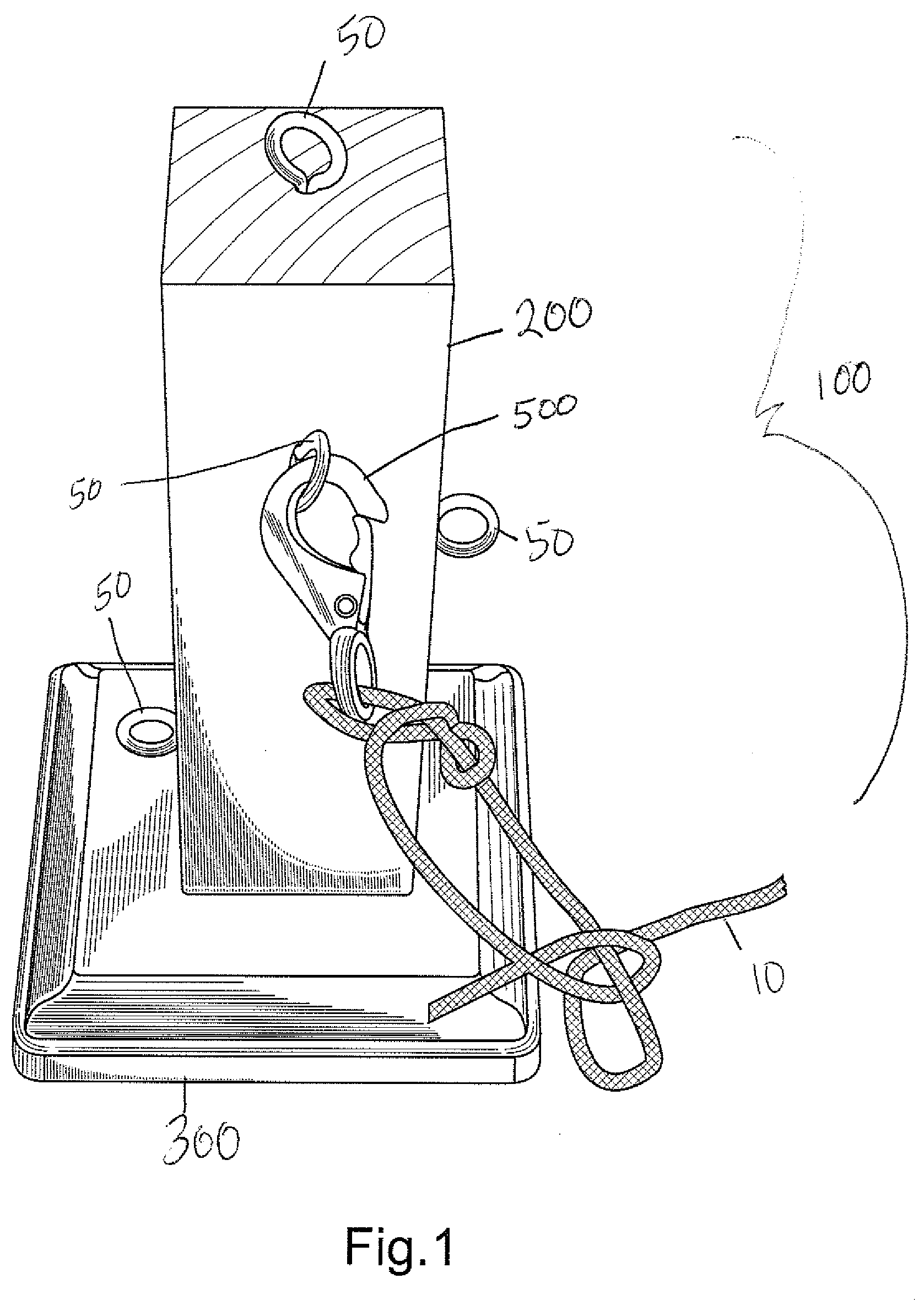 Teaching device for tying knots