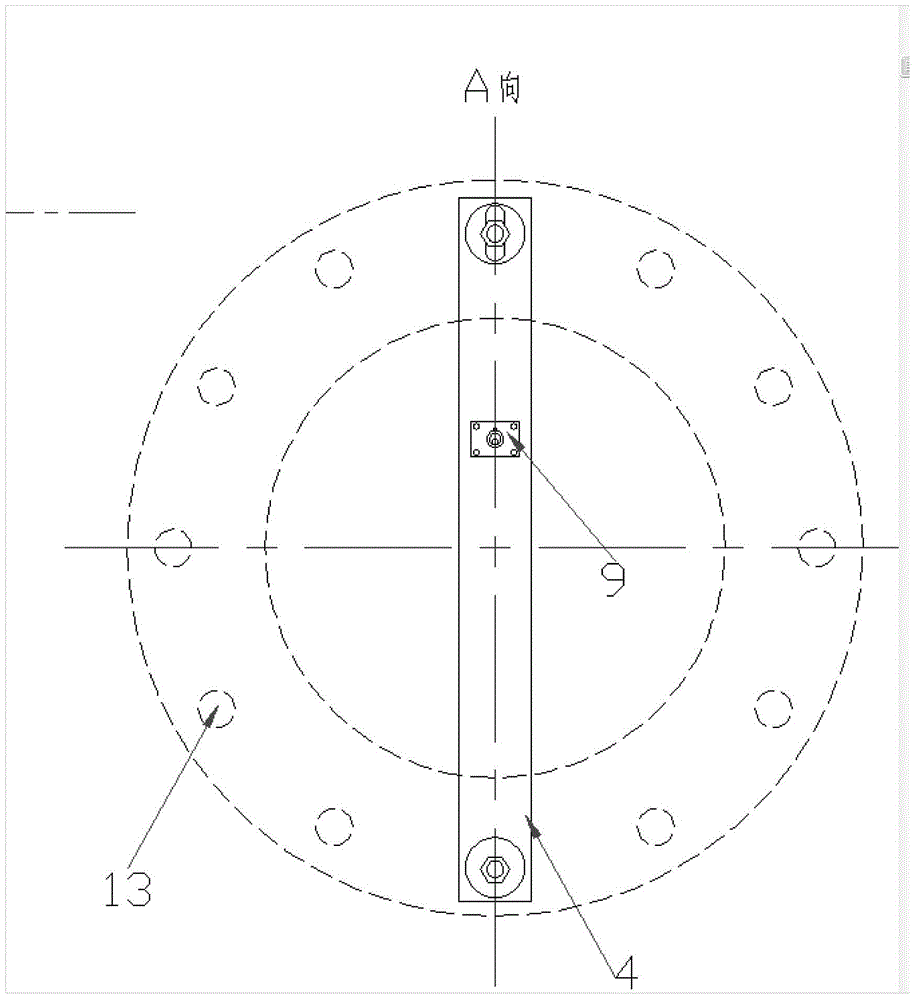 Light stop block for axial movement measurement of large cylindrical rotating equipment and installation method
