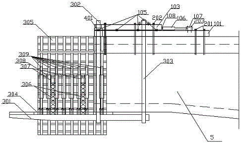 A kind of suspension opening type hanging basket device and its construction method