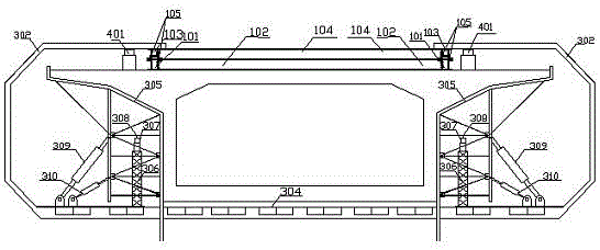 A kind of suspension opening type hanging basket device and its construction method