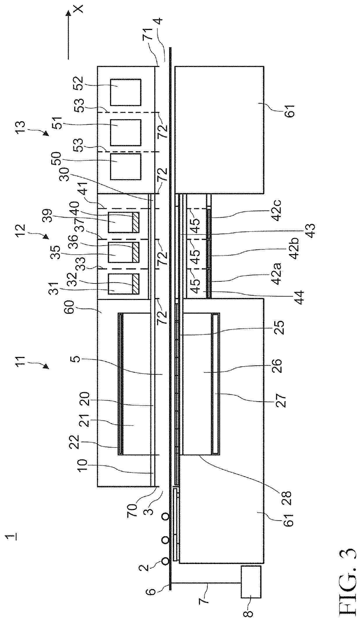 Device and method for the continuous heat treatment of pharmaceutical glass containers