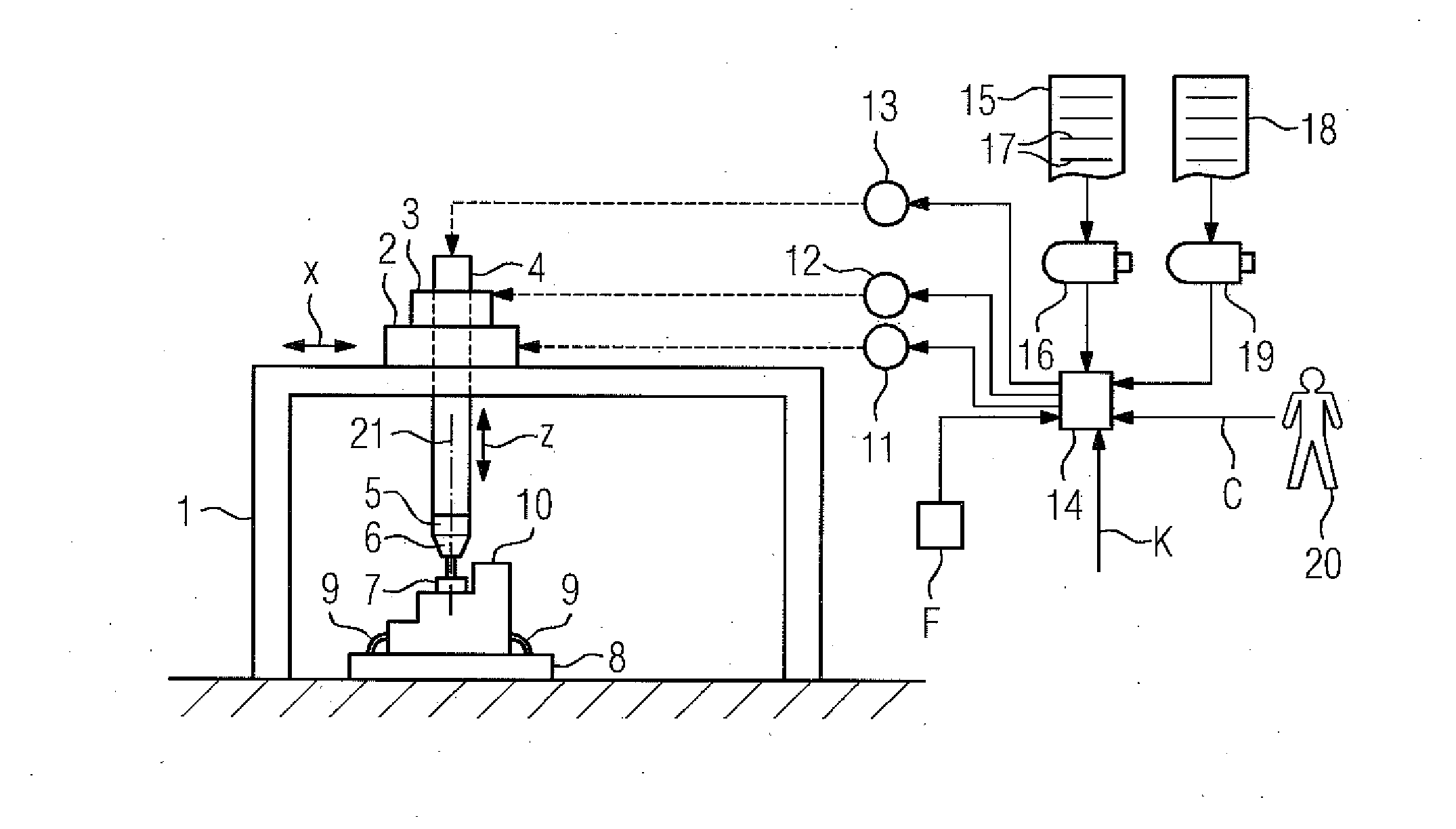 Processing machine which takes into account position errors during collision checking