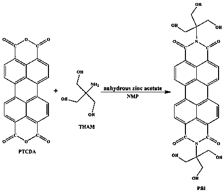 Preparation method and application of hydroxylated perylene imide