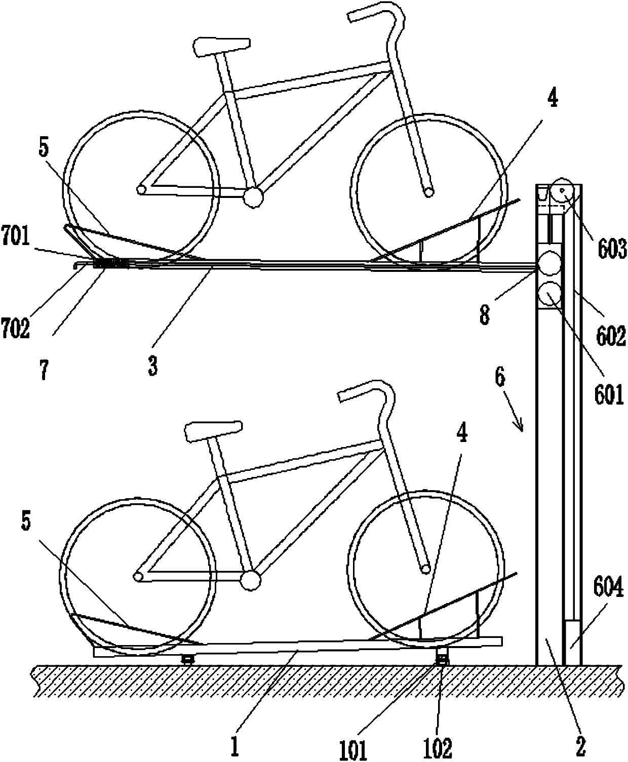 Double-layer mechanical type stereoscopic bicycle parking equipment