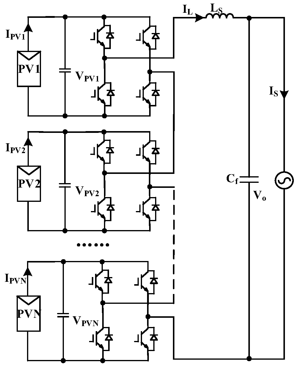 Single-phase cascade H-bridge grid-connected inverter control method under weak grid