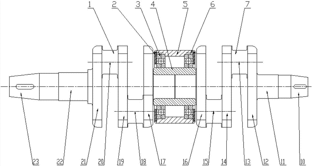 Novel combined crankshaft mechanism of small aviation piston engine