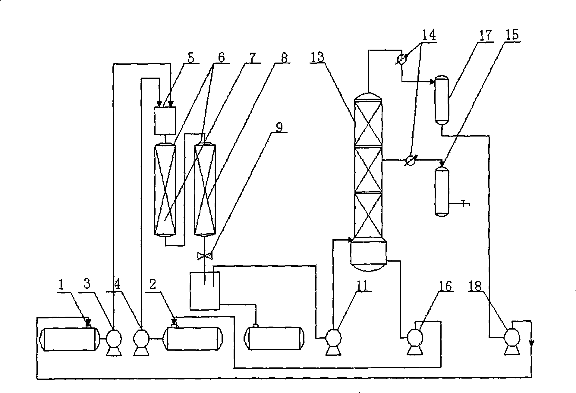 Method for preparing biological diesel oil with series double-fixed bed and catalysis of solid catalyst