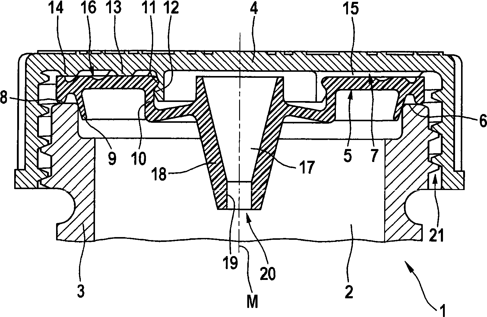Container comprising a sealing element