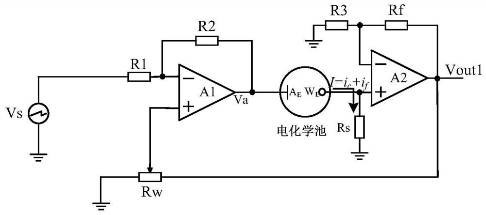 Ohm voltage drop automatic compensation rapid scanning circuit based on solution resistance measurement