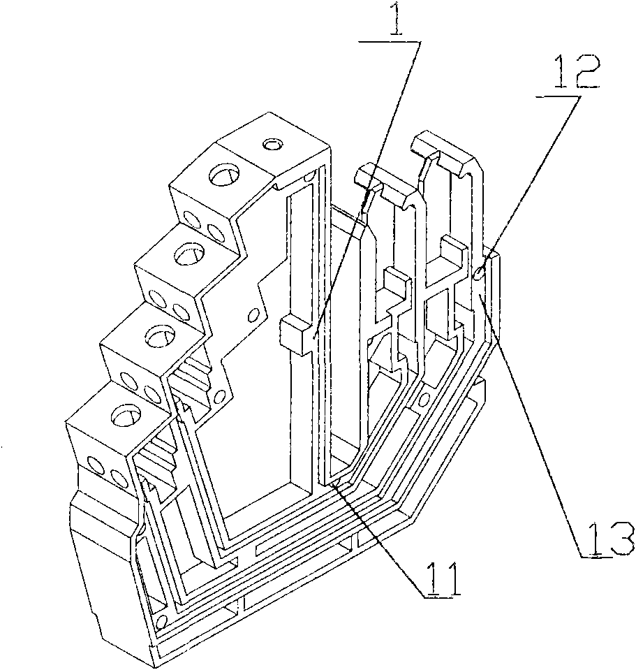 Positioning structure for contact plate group in fixed contact of circuit breaker