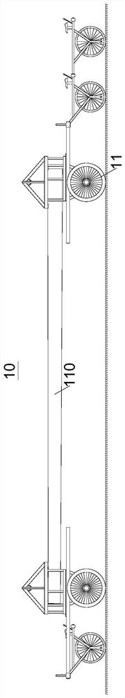 Electric pole transport vehicle and electric pole transport device