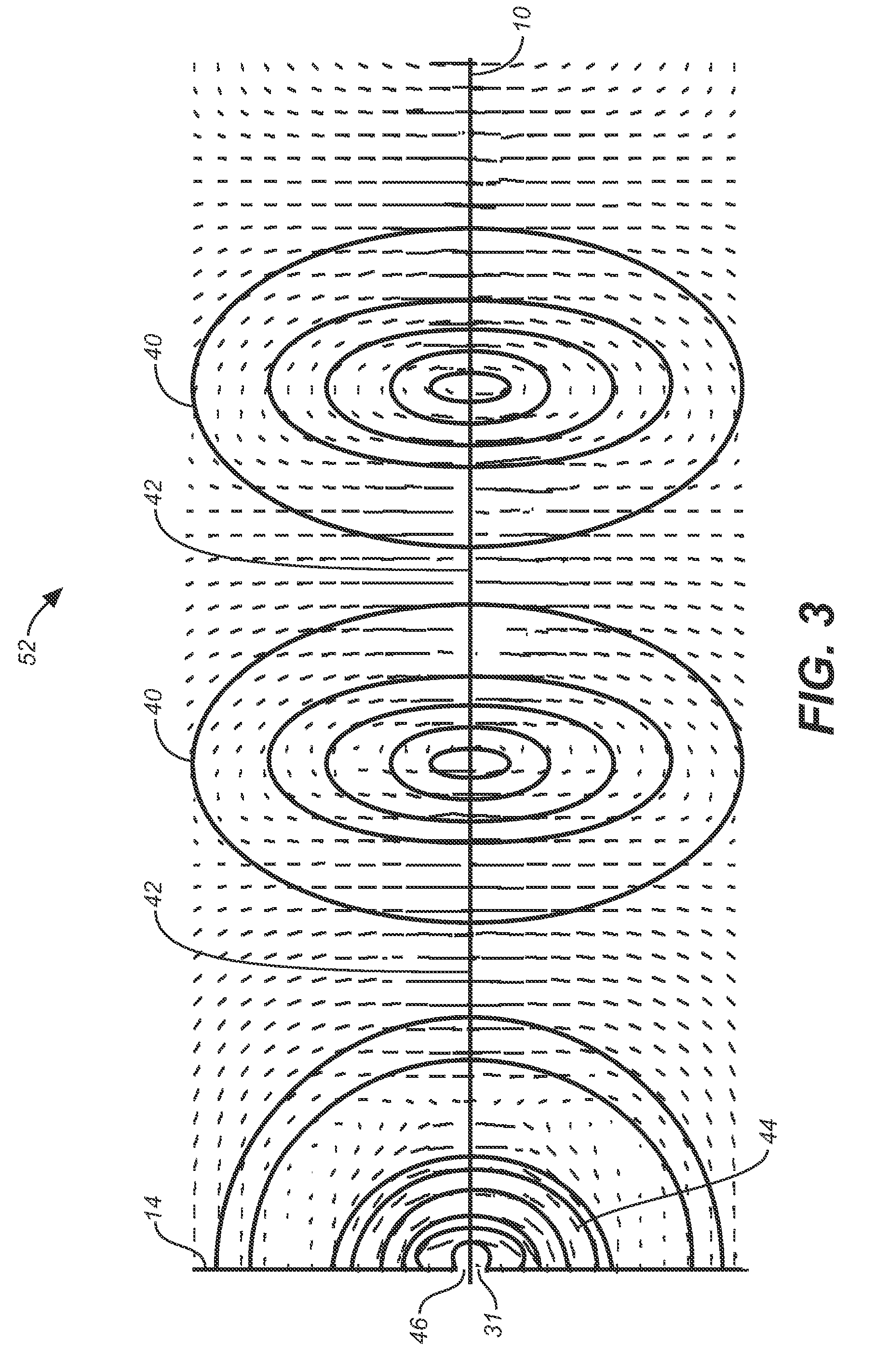 Surface wave transmission system over a single conductor having E-fields terminating along the conductor