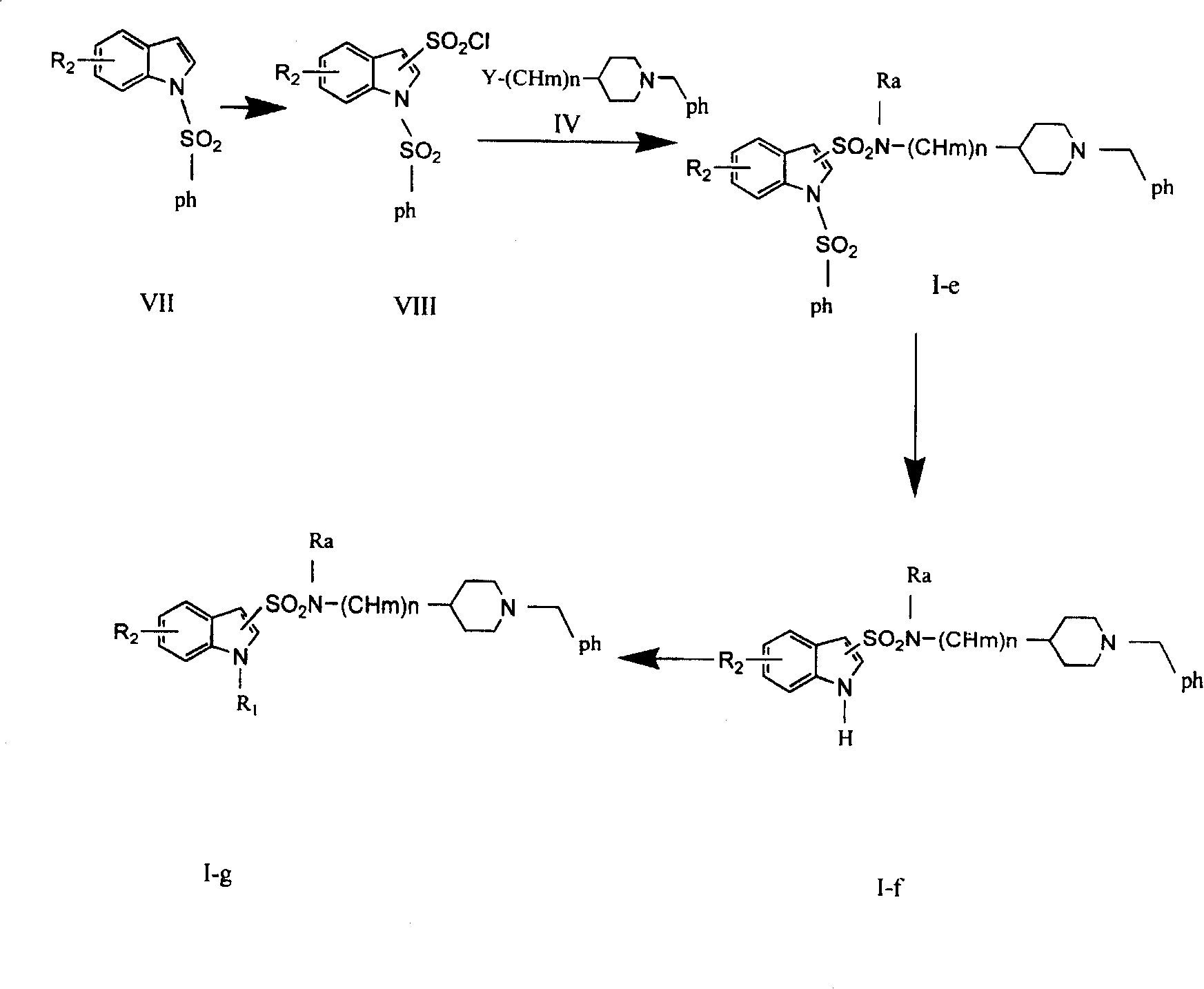 Indolylpiperidine compound and preparation process and use thereof