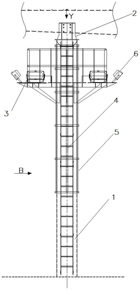 Integrated mounting method for ship crane bracket and accent light mast