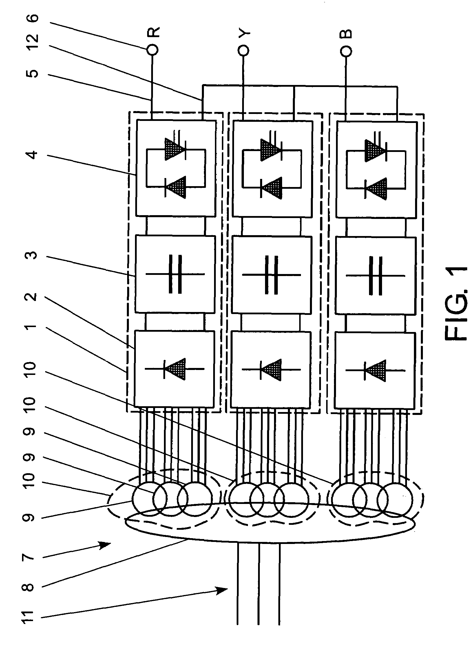 Low-harmonics, polyphase converter circuit